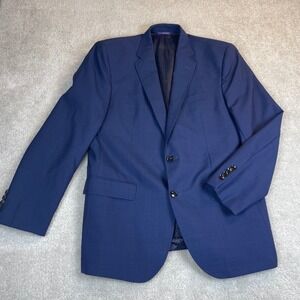 Ted Baker Endurance Blazer Mens 42R Blue Purple Two Button Notch Lapel Jay Flaw